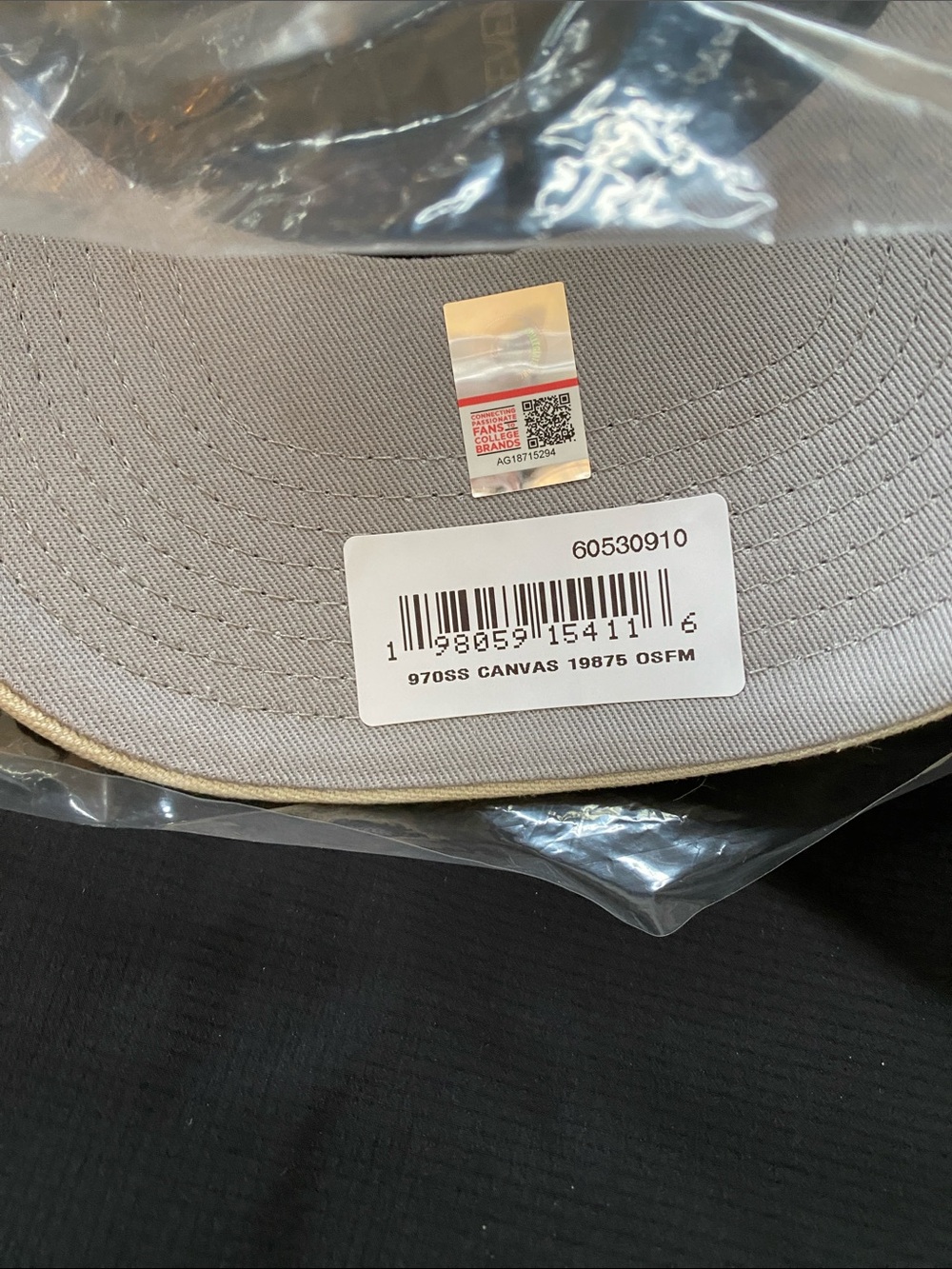 New Era Tan Trucker Cap with Black & Gold Crest Patch - Picture 6 of 6